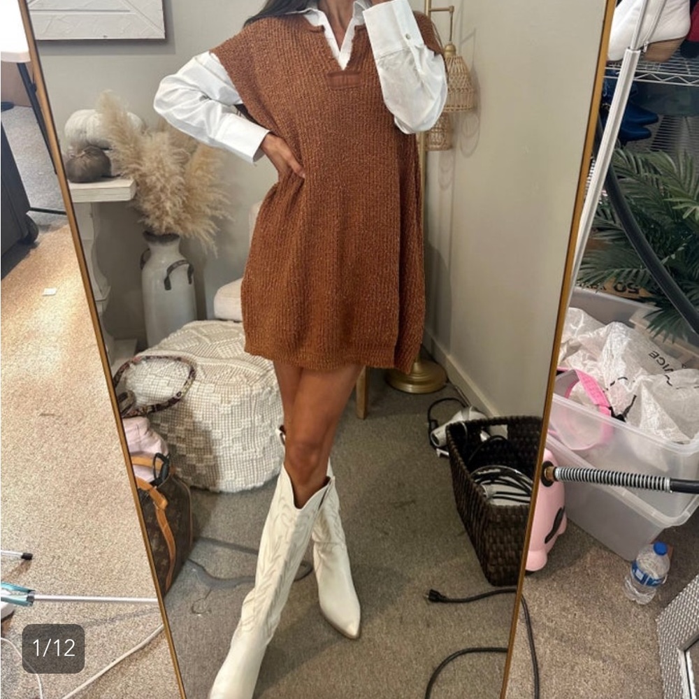 Relaxed Sweater Dress - Chestnut